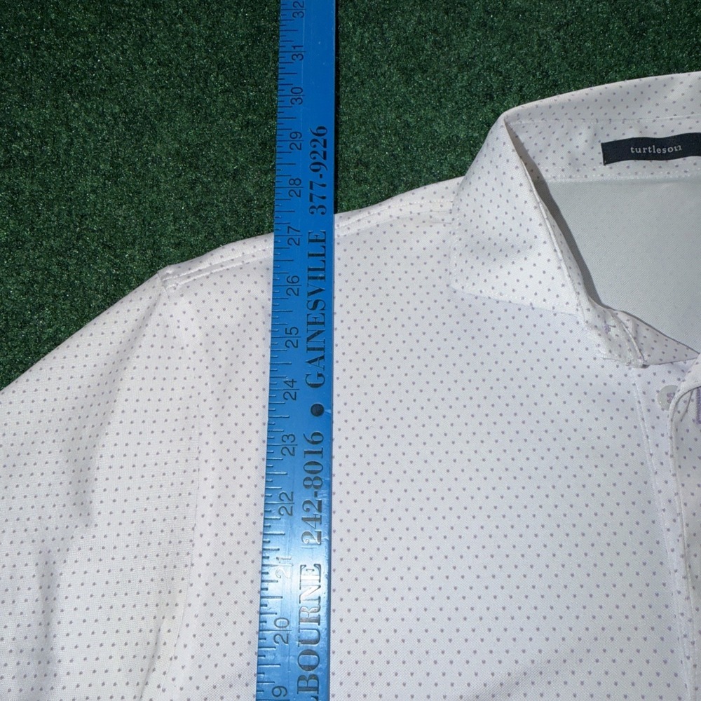 Turtleson Polo Shirt Men's Size Small White Purple Dots Tree Logo - Picture 4 of 7